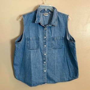 90s Plus Size Falls Creek Button Up Jean short Sleeve Top